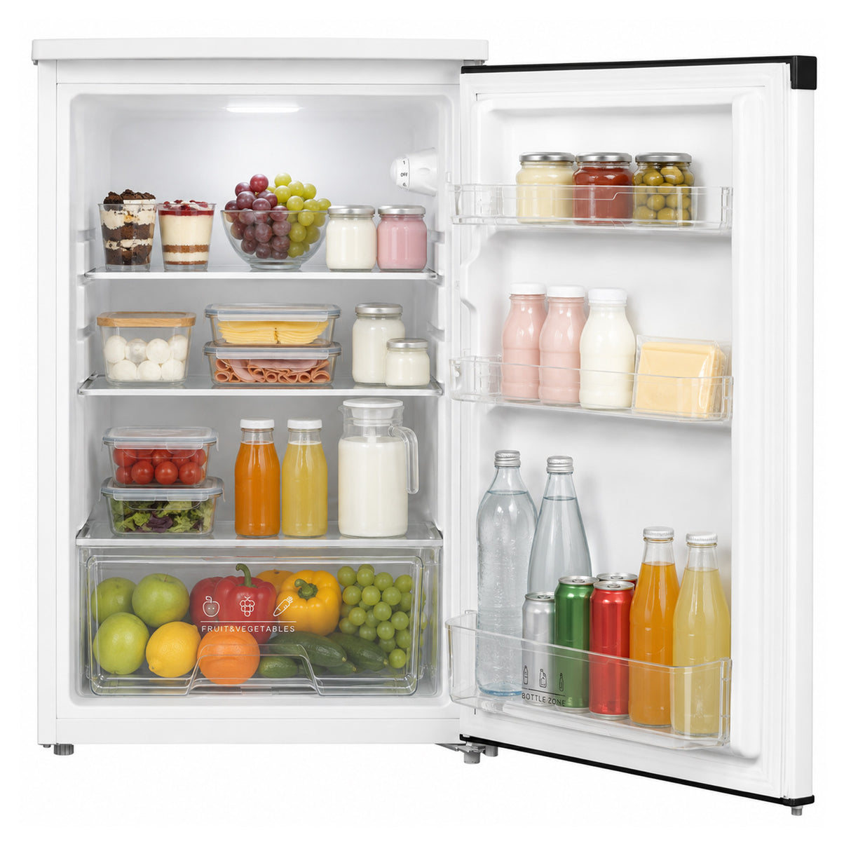 Tischkühlschrank Heinner HF-M131E – 131 L – mechanischer Thermostat – umkehrbare Tür – weiß – 5 Jahre Garantie – Bild 4