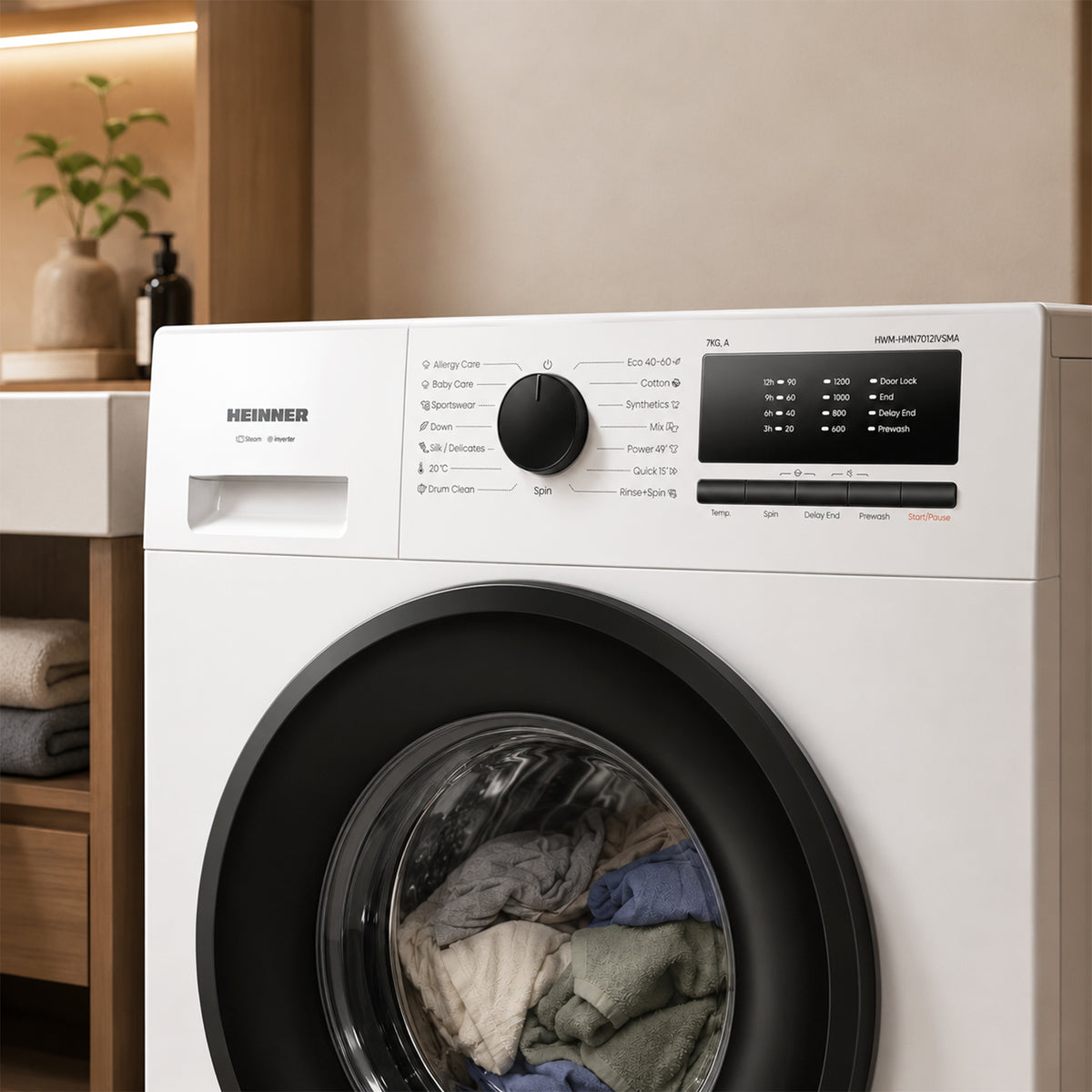 Heinner Waschmaschine HWM-HMN7012IVSMA – 7 kg – Inverter – Energieeffizienzklasse A – Bild 7
