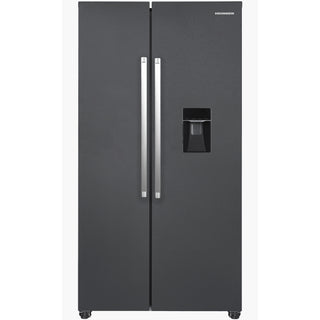 Heinner HSBS-HM439NFINVDGWDE++ Amerikanischer Kühlschrank mit Wasserspender 439 L – No Frost – Anthrazit