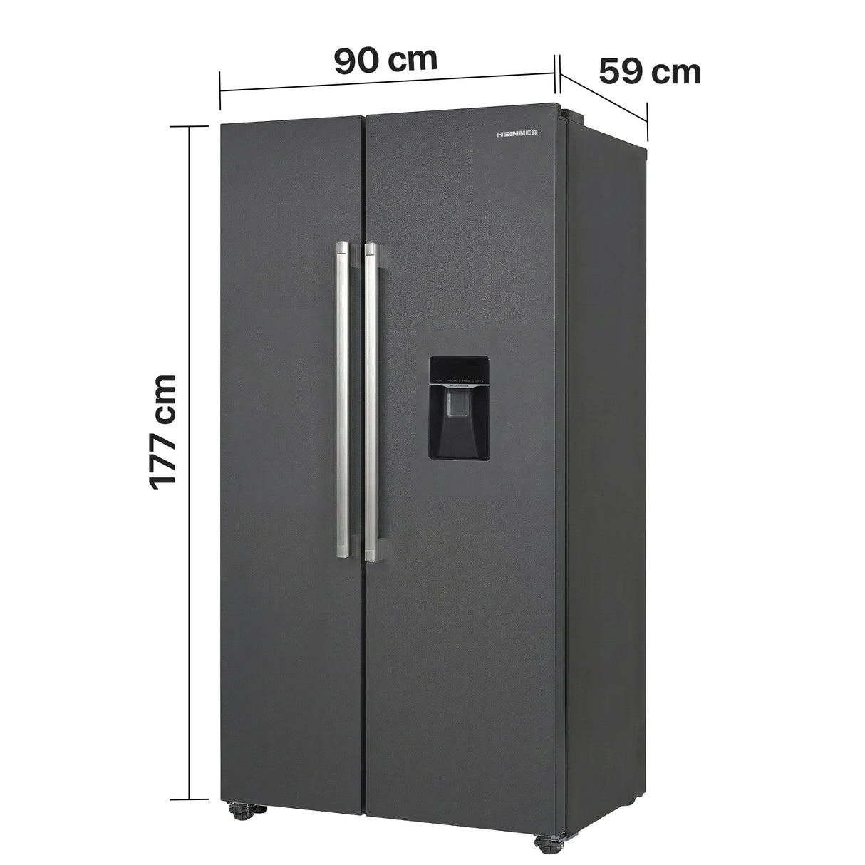 Heinner HSBS-HM439NFINVDGWDE++ Amerikanischer Kühlschrank mit Wasserspender 439 L – No Frost – Anthrazit – Bild 3