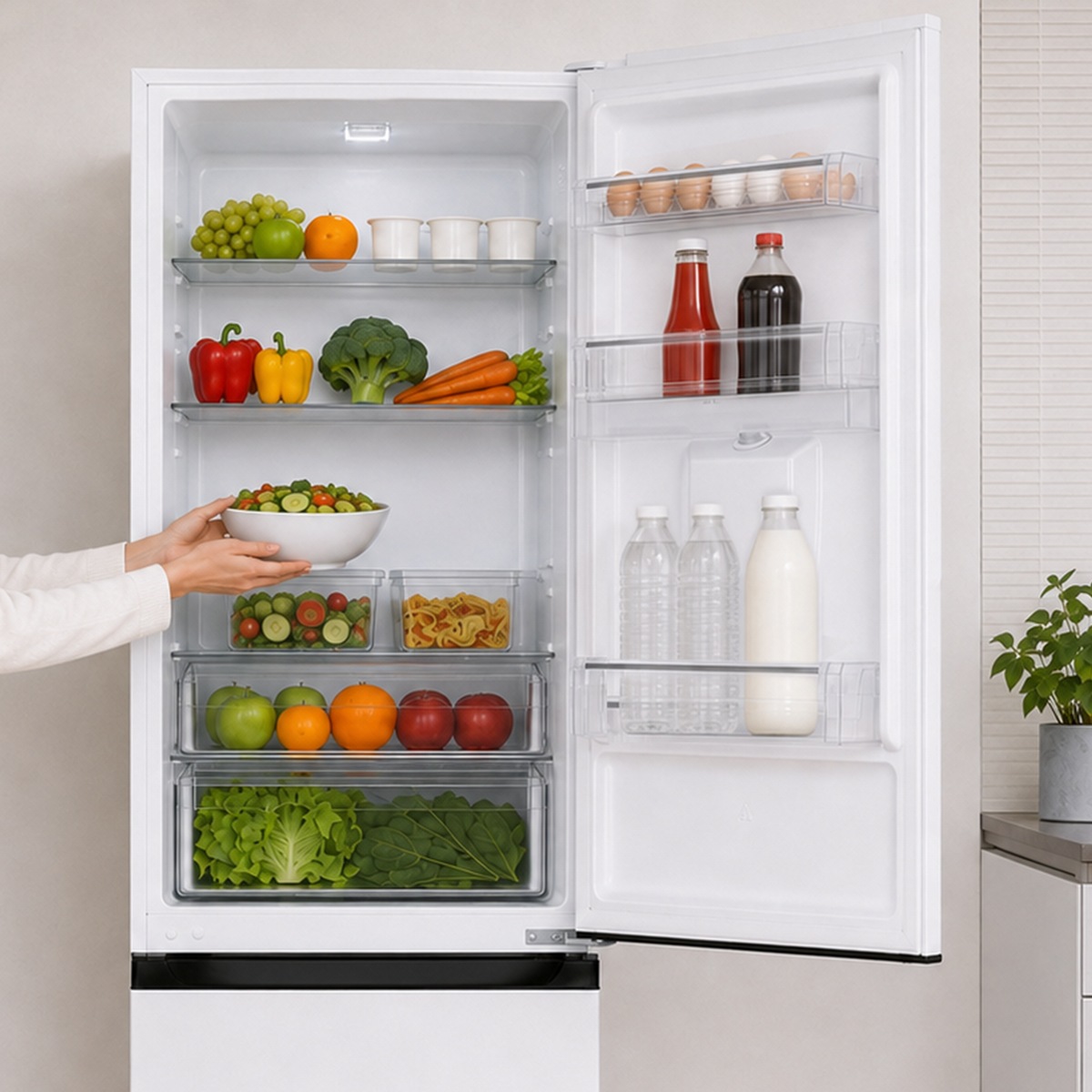 Heinner HC-HM313WDE++ Kühl-Gefrierkombination mit Wasserspender – 313 L – Energieklasse E – Einstellbarer – Bild 8