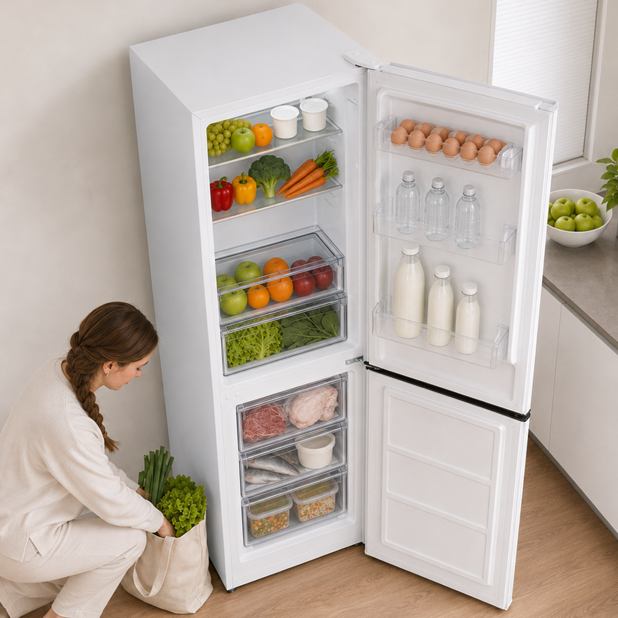Heinner HC-HM313WDE++ Kühl-Gefrierkombination mit Wasserspender – 313 L – Energieklasse E – Einstellbarer – Bild 10