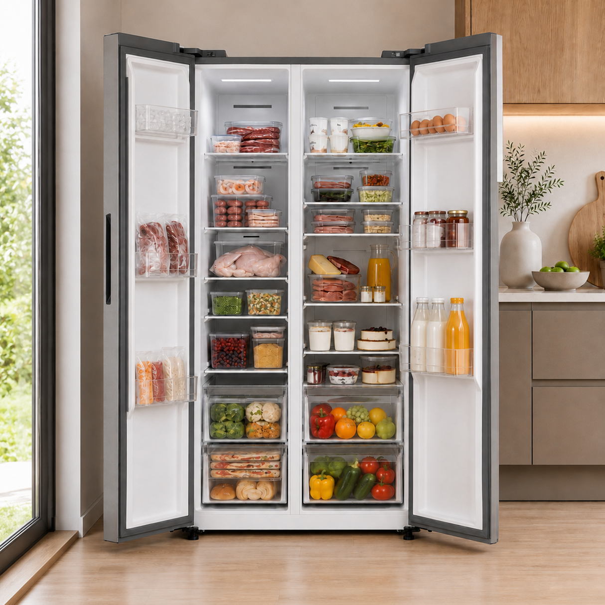 Heinner HSBS-M460NFINVXE++ Side-by-Side-Kühlschrank – 460 L – Total No Frost – Inverter Kompressor – Bild 6