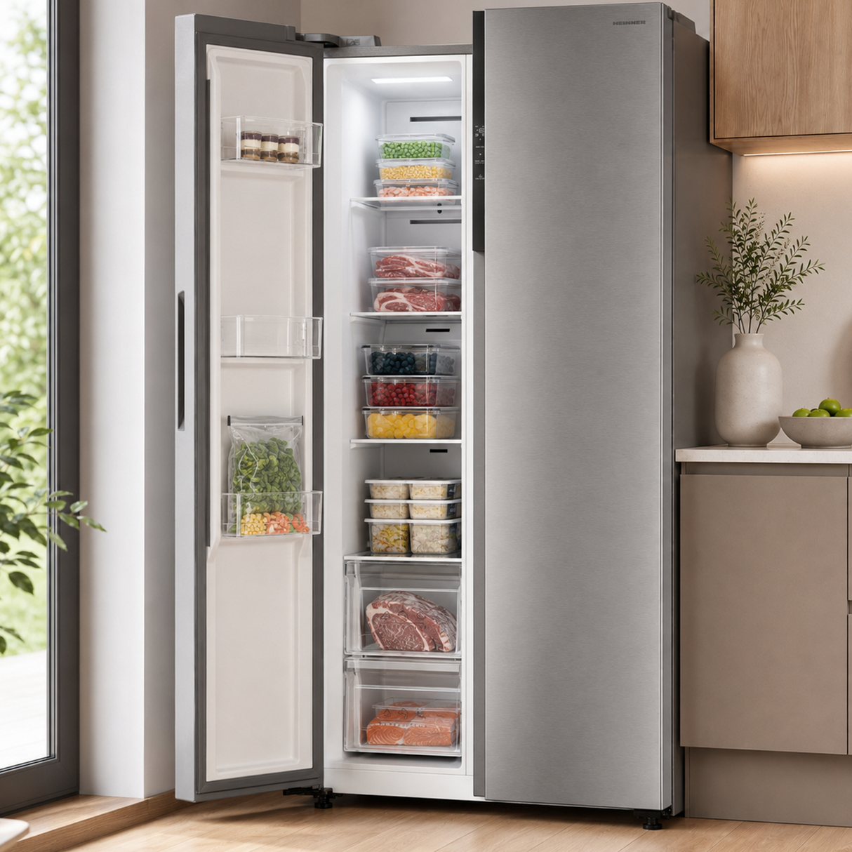 Heinner HSBS-M460NFINVXE++ Side-by-Side-Kühlschrank – 460 L – Total No Frost – Inverter Kompressor – Bild 9