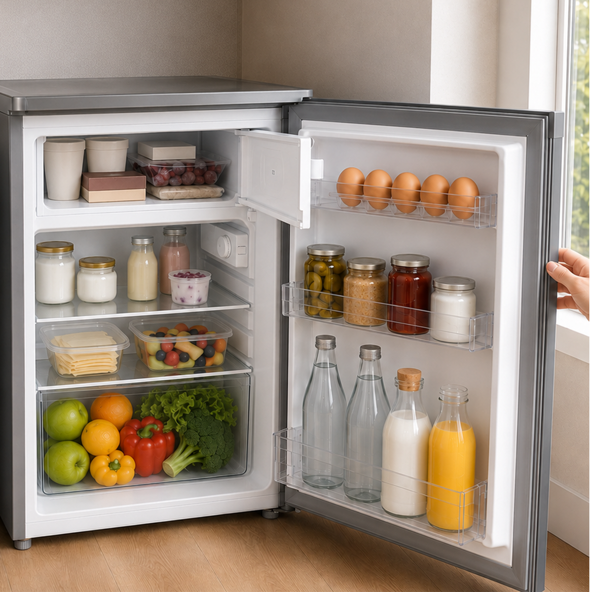 Heinner HF-HM109SE++ Tischkühlschrank mit Gefrierfach 109 L – Energieklasse E – Einstellbarer Thermostat – Bild 7