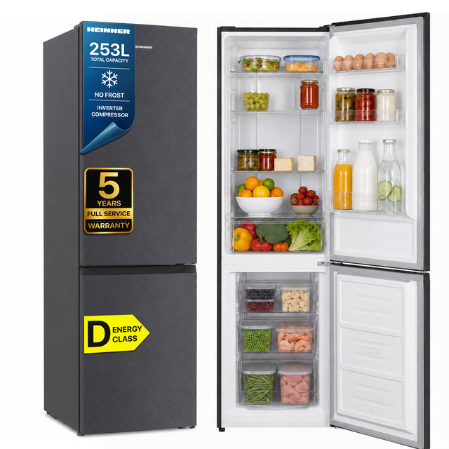 Heinner HCNF-HM253INVDGD Kühl-Gefrierkombination – 253 l – Total No Frost – Inverter-Kompressor – Produktfoto