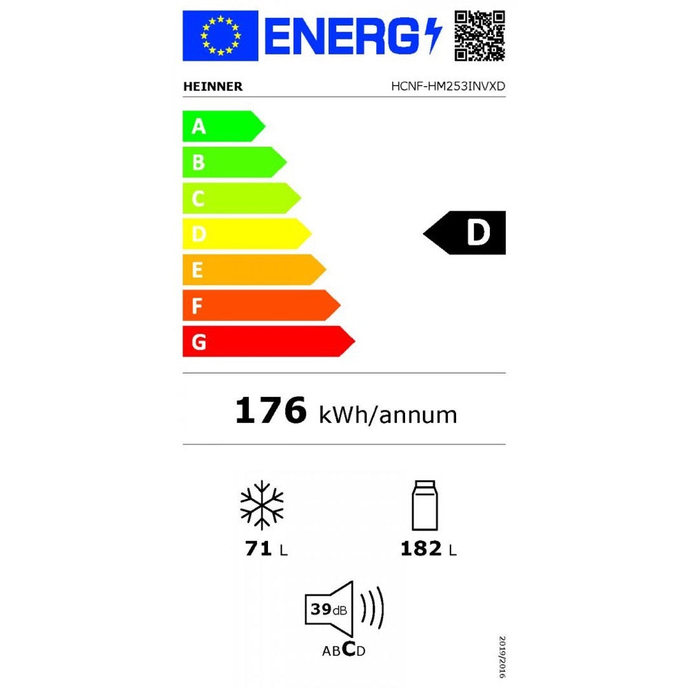 Heinner HCNF-HM253INVXD Kühl-Gefrier-Kombination – 253 L – Total No Frost – Inverter-Kompressor – Energielabel