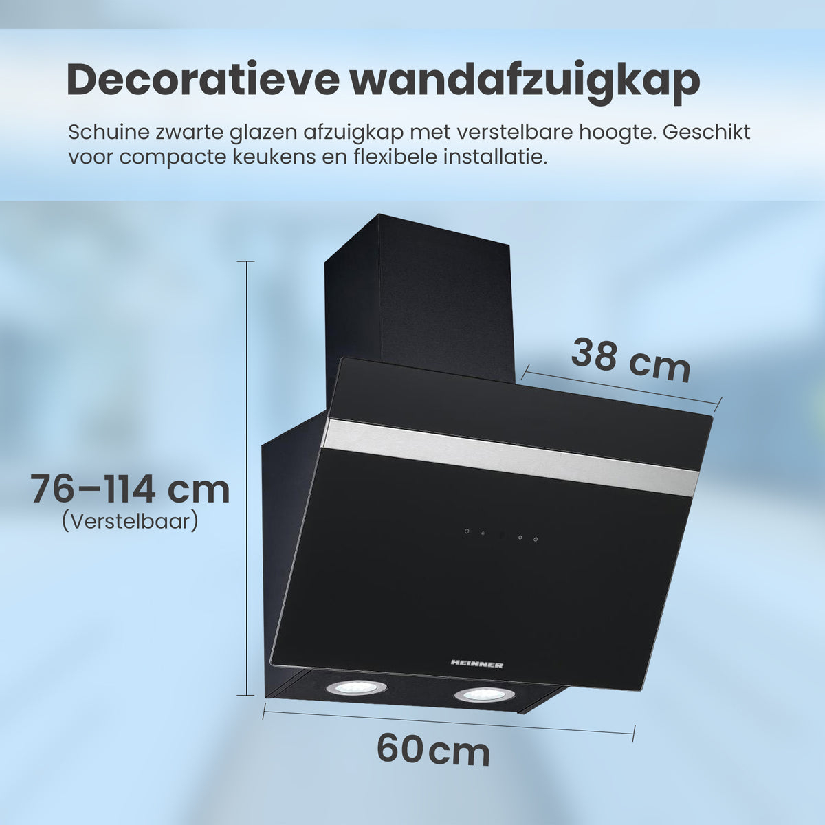 Heinner Dunstabzugshaube HDCH-6060RGBK – 60 cm – 3 Leistungsstufen – Touch-Bedienung – Schwarz – Bild 6