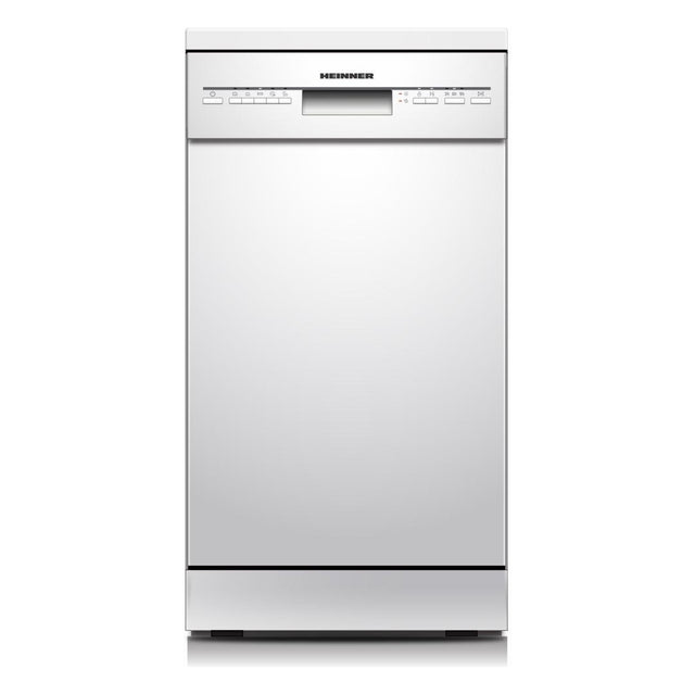 Heinner HDW-FSM45510WE freistehender Geschirrspüler – 10 Maßgedecke – AquaStop – Energieklasse E – Weiß – Produktfoto
