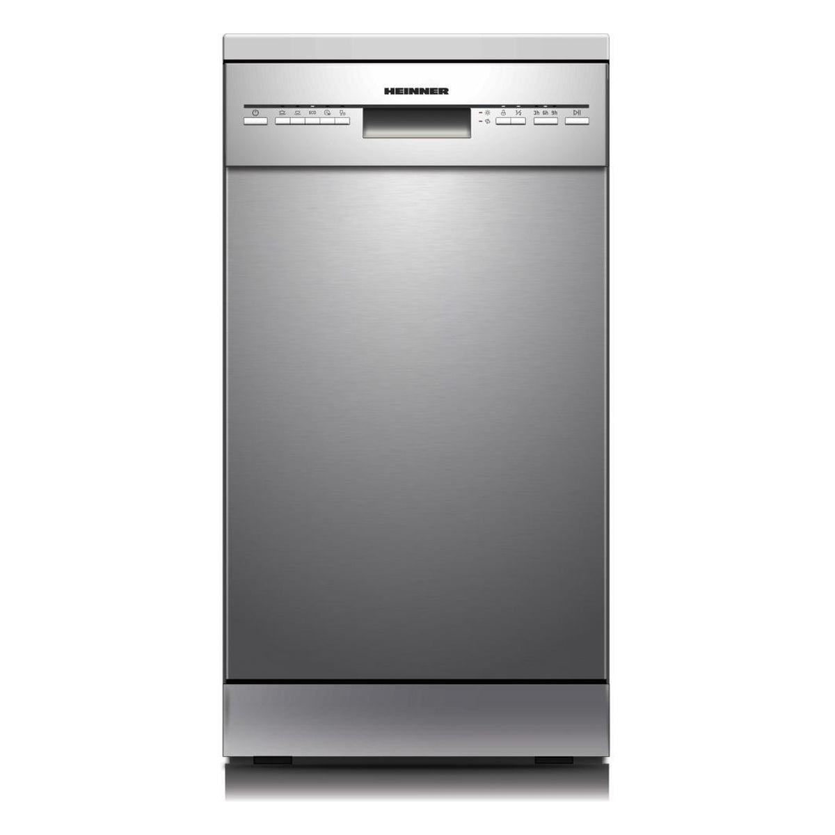 Heinner HDW-FSM45510XE freistehender Geschirrspüler – 10 Maßgedecke – AquaStop – Energieklasse E – Edelstahl – Produktfoto