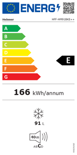 Heinner Gefrierschrank HFF-HM91BKE – Tischmodell – 91 Liter – schwarz – Energieeffizienzklasse E – Energielabel
