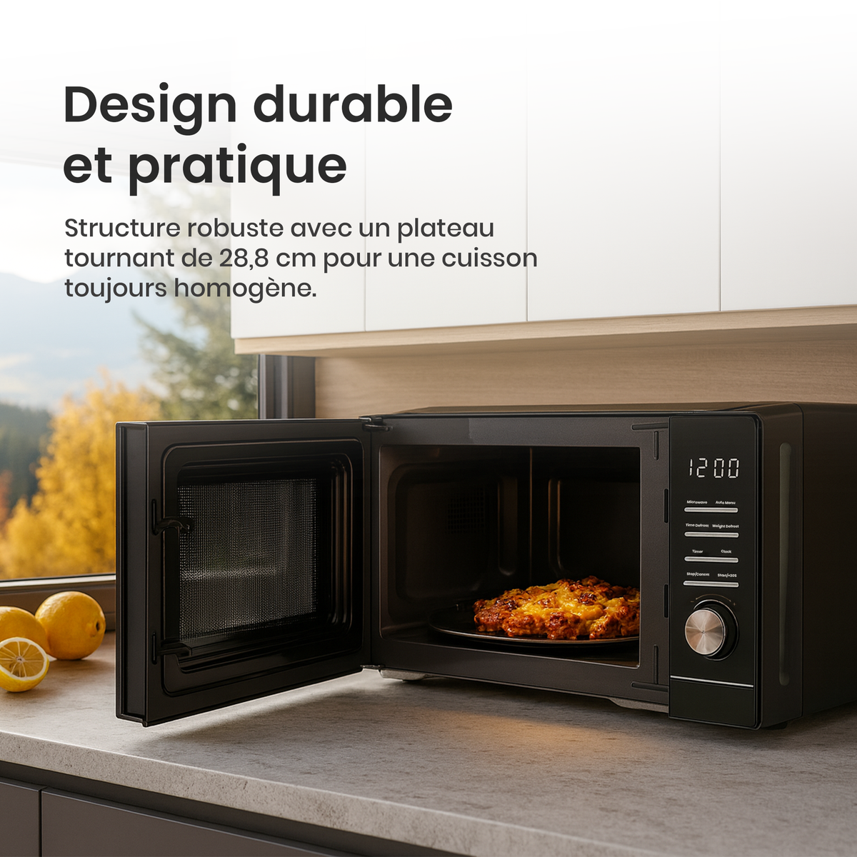 Heinner Mikrowelle HMW-MD25DMRBK – 25 Liter – 800 W – 8 automatische Programme – schwarz – Bild 4