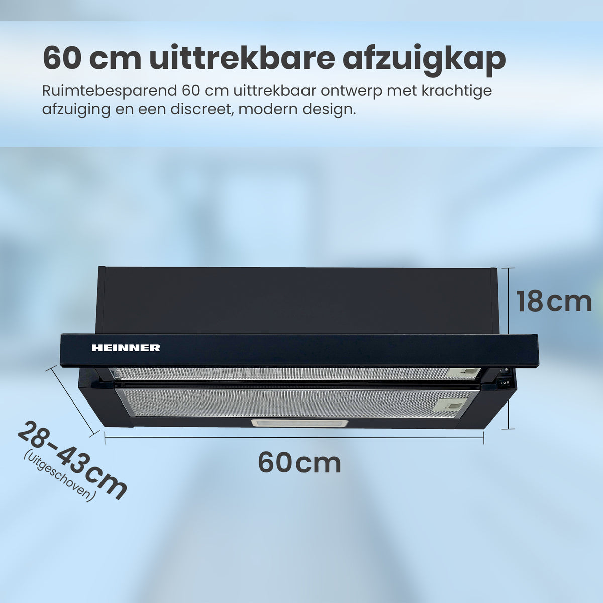 Heinner HTCH-440GBK Dunstabzugshaube – Energieeffizienzklasse B – Schwarz – Bild 6