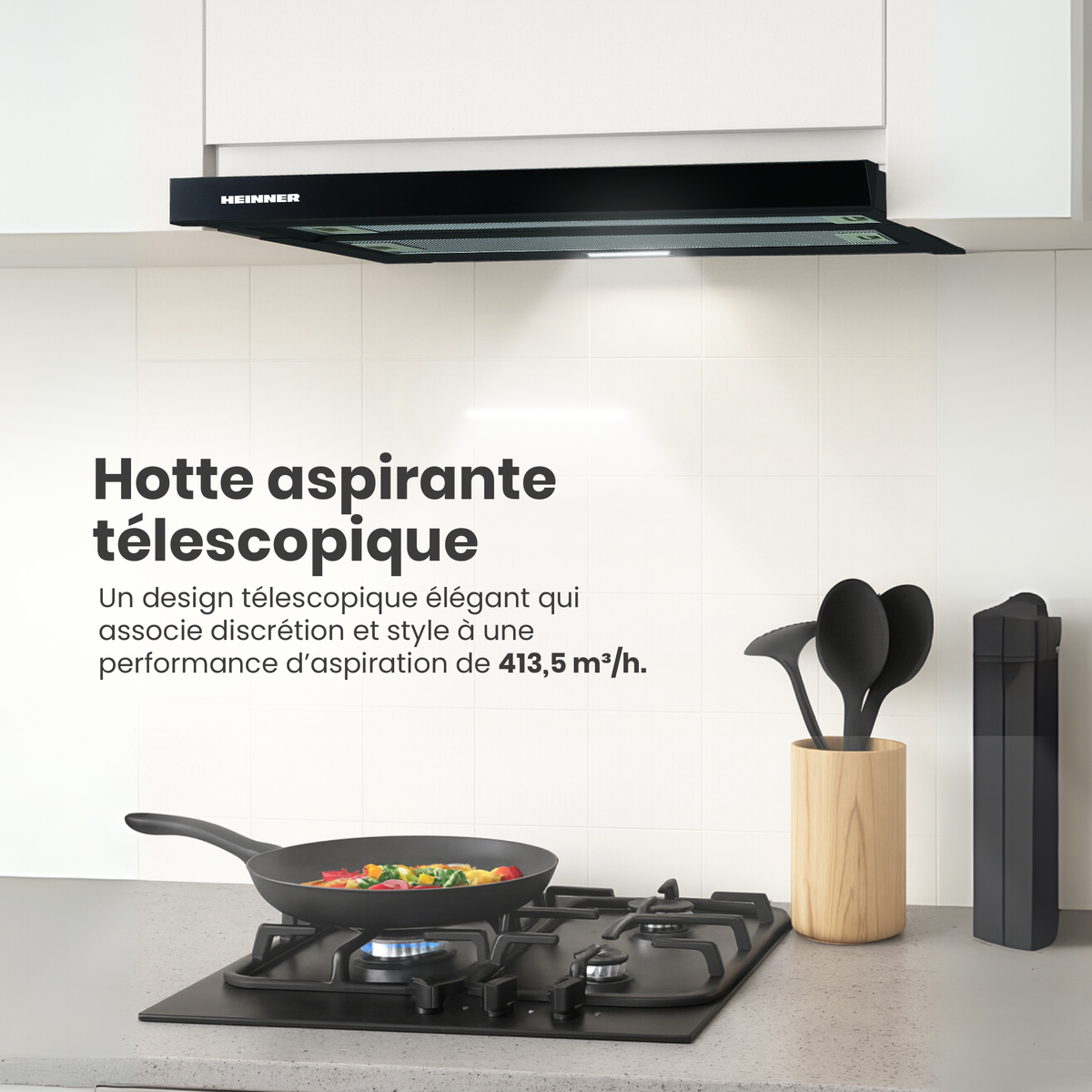 Heinner HTCH-490GBK Dunstabzugshaube – Energieeffizienzklasse C – schwarz – Bild 4