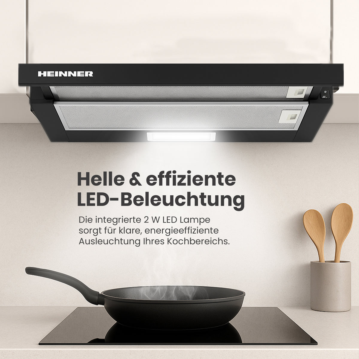 Heinner HTCH-F400BK Dunstabzugshaube – Energieeffizienzklasse B – Schwarz – Bild 5