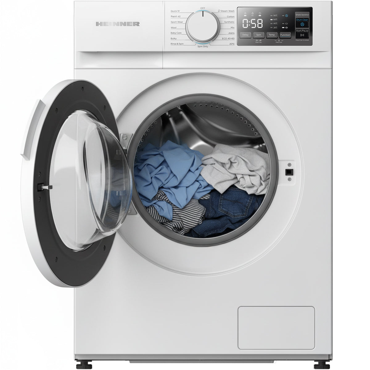 Waschmaschine Heinner HWM-M914IVNA – 9 kg – 1400 U/Min – 15 Waschprogramme – Energieeffizienzklasse A – Bild 4