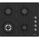 Heinner HBH-S4IWF-BK Einbau-Gaskochfeld – 4 Brenner – Wokbrenner – Schwarz – Produktfoto