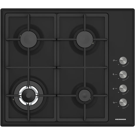 Heinner HBH-S4IWF-BK Einbau-Gaskochfeld – 4 Brenner – Wokbrenner – Schwarz – Produktfoto