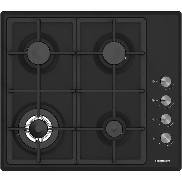 Heinner HBH-S4IWF-BK Einbau-Gaskochfeld – 4 Brenner – Wokbrenner – Schwarz – Produktfoto