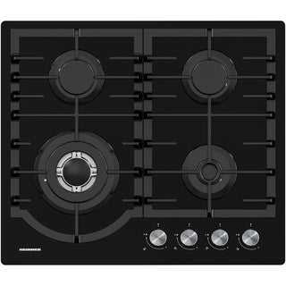 Heinner HBH-M447IWFGBK Einbau-Gaskochfeld – 4 Brenner – Wokbrenner – Gusseisenroste