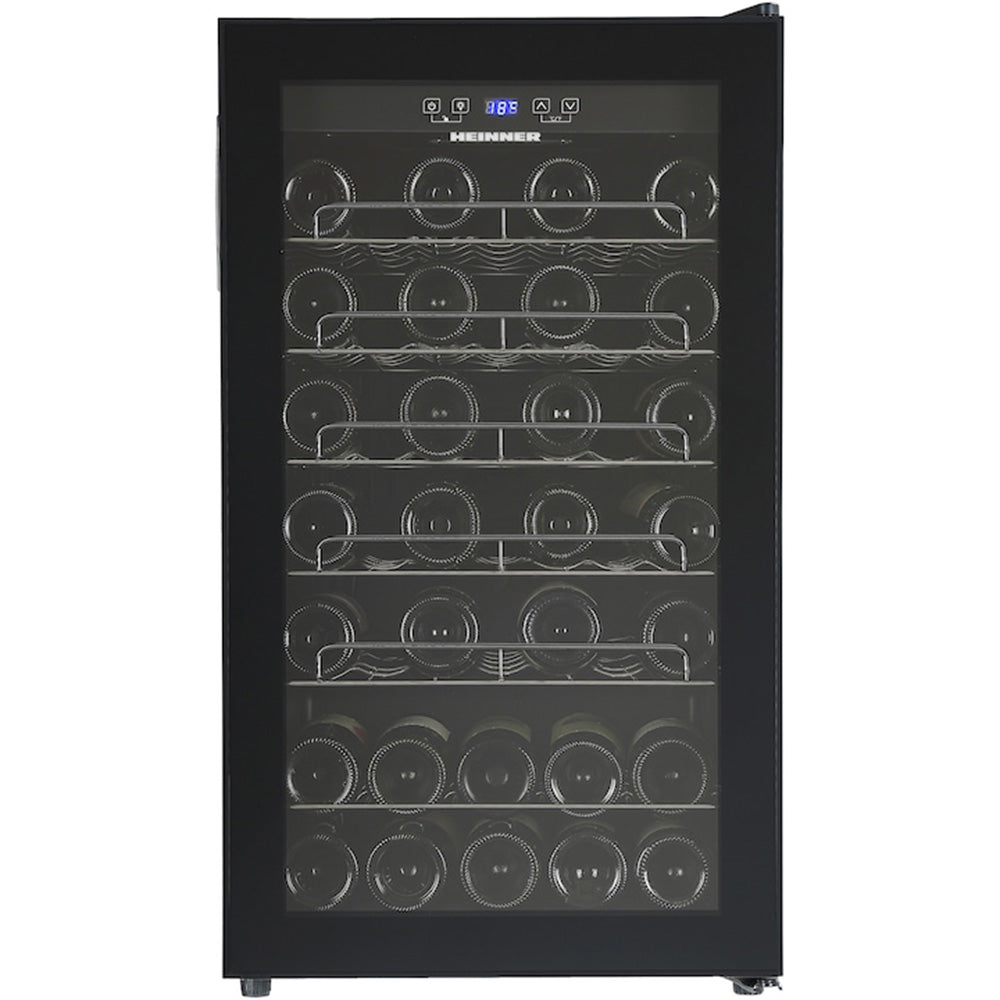 Heinner HRV-A118DRM40 Weinkühlschrank – 118 Liter – 40 Flaschen – Metallregale – Produktfoto