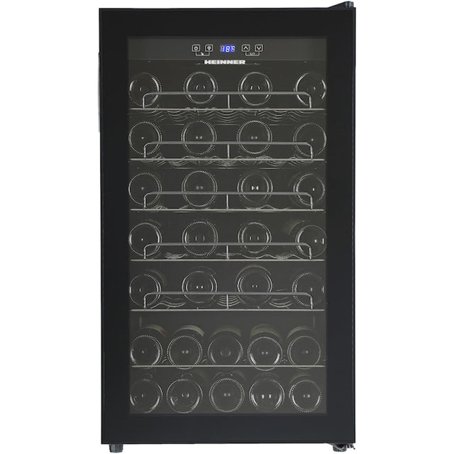 Heinner HRV-A118DRM40 Weinkühlschrank – 118 Liter – 40 Flaschen – Metallregale – Produktfoto