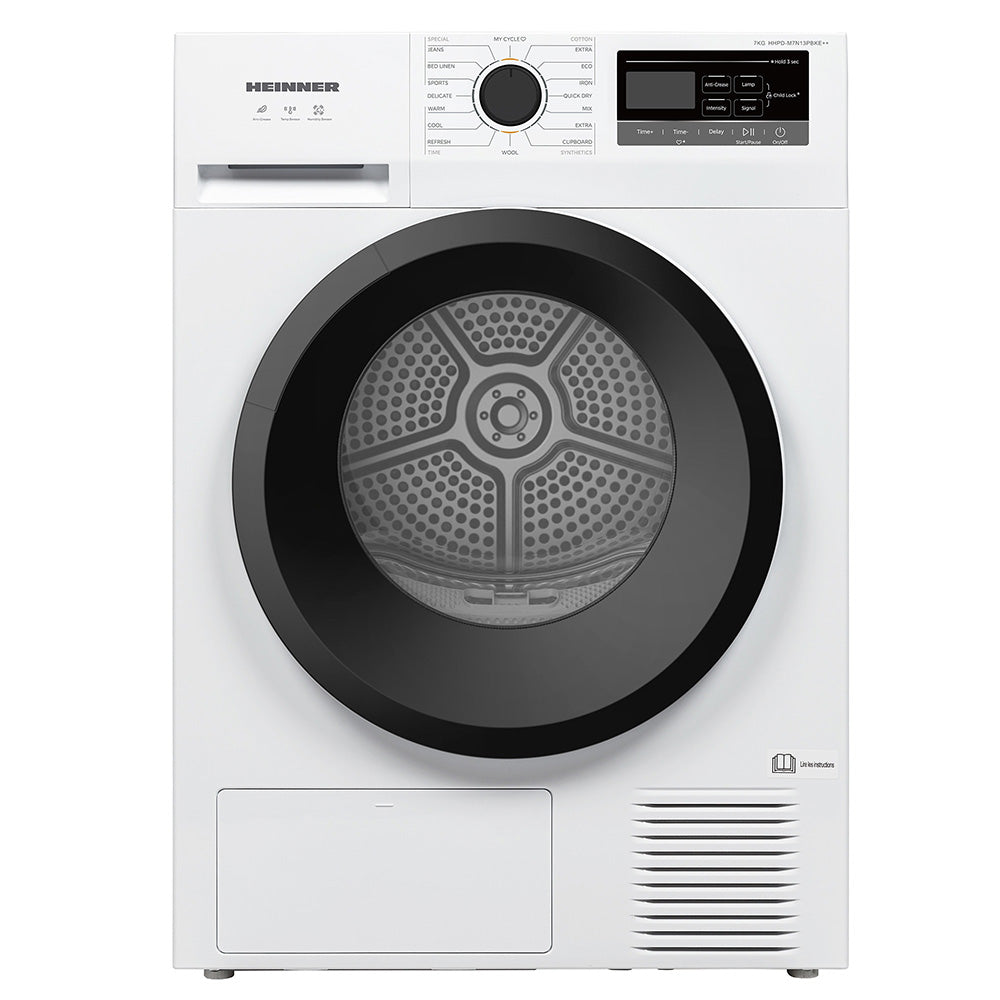 Heinner Wärmepumpentrockner HHPD-M7N13PBKE – 7 kg – Energieeffizienzklasse E – Bedienfeld