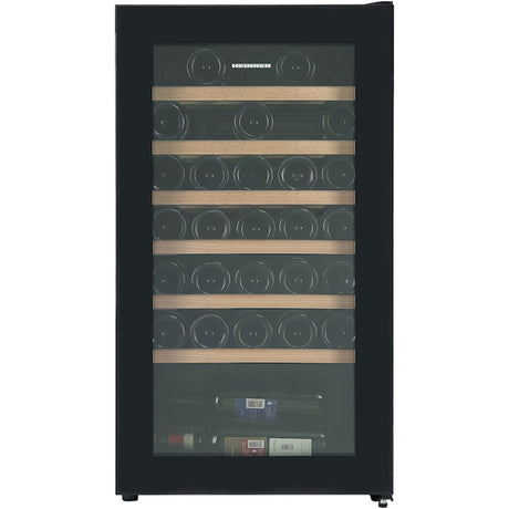Heinner Weinkühlschrank HRV-A85DRL34 – 85 Liter – 34 Flaschen – Holzablagen – Produktfoto