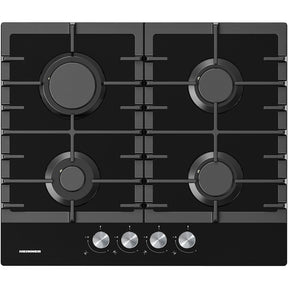 Heinner HBH-M421IRFGBK Einbau-Gaskochfeld – 4 Brenner – Gusseisenroste – Schwarz – Produktfoto