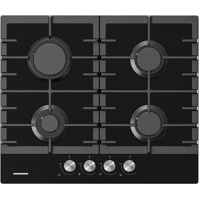 Heinner HBH-M421IRFGBK Einbau-Gaskochfeld – 4 Brenner – Gusseisenroste – Schwarz – Produktfoto