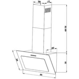 Heinner Dunstabzugshaube HDCH-F3560RGBK – 60 cm – 3 Geschwindigkeiten – Umluft – schwarz – Maßzeichnung