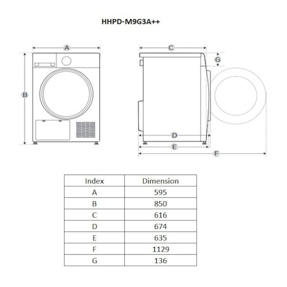 Heinner HHPD-M9G3A++ Wärmepumpentrockner – 9 kg – Anti-Siphon – Bild 2