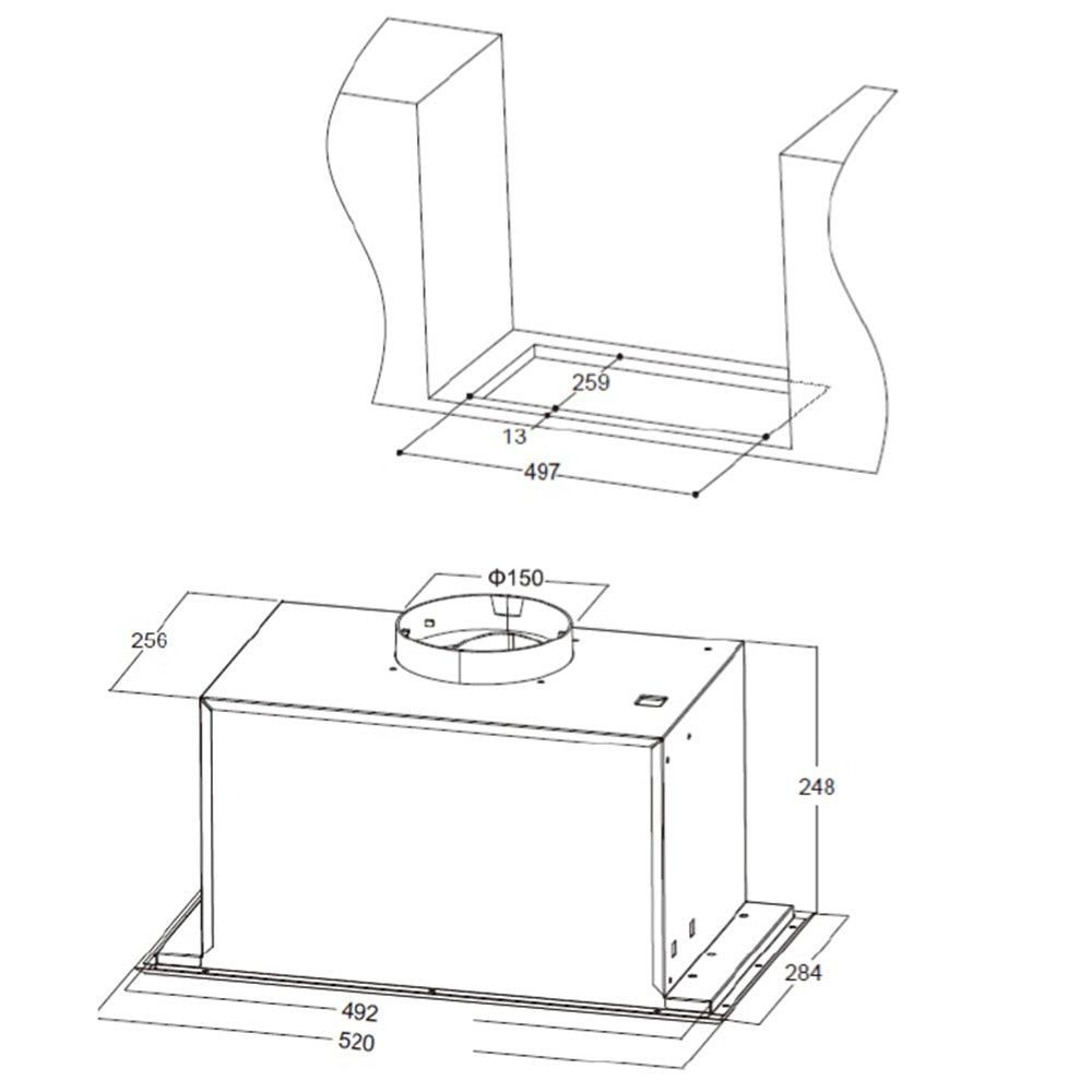 Heinner Dunstabzugshaube HBIH-MD600BK – Einbau – 52 cm – 3 Geschwindigkeiten – Schwarz – Bild 2