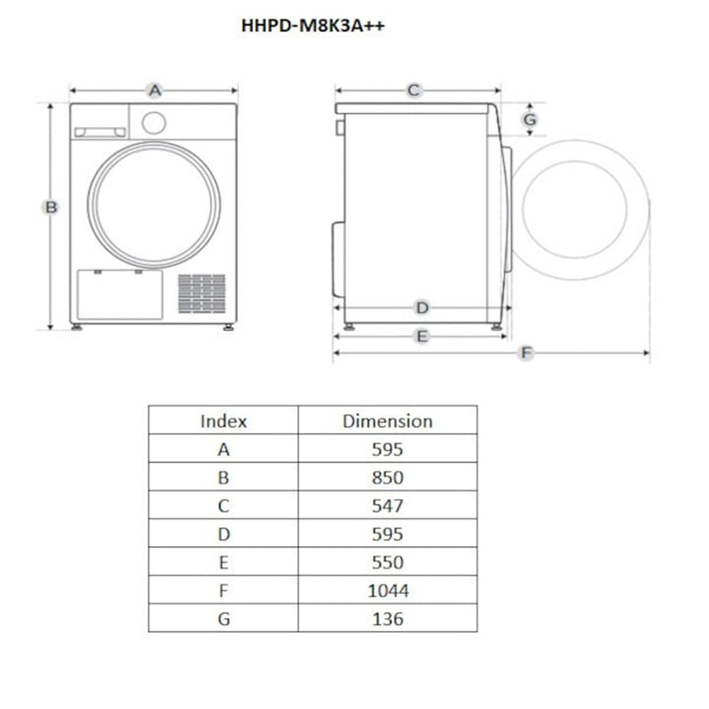 Heinner HHPD-M8K3A++ Wärmepumpentrockner – 8 kg – Knitterschutz – Bild 2
