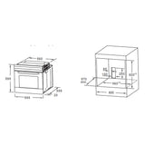 Heinner Einbau Backofen HBO-M654G-GBK – 70 Liter – Heißluft – Grill – schwarz – Maßzeichnung