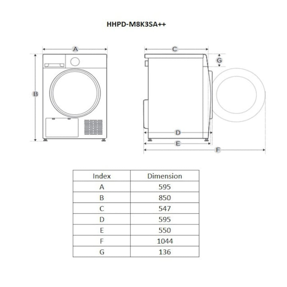 Heinner HHPD-M8K3SA++ Wärmepumpentrockner – 8 kg – Knitterschutz – Bild 3