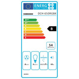 Heinner DCH-650RGBK Dunstabzugshaube schräg – 60 cm – 3 Geschwindigkeiten – schwarz – Energielabel