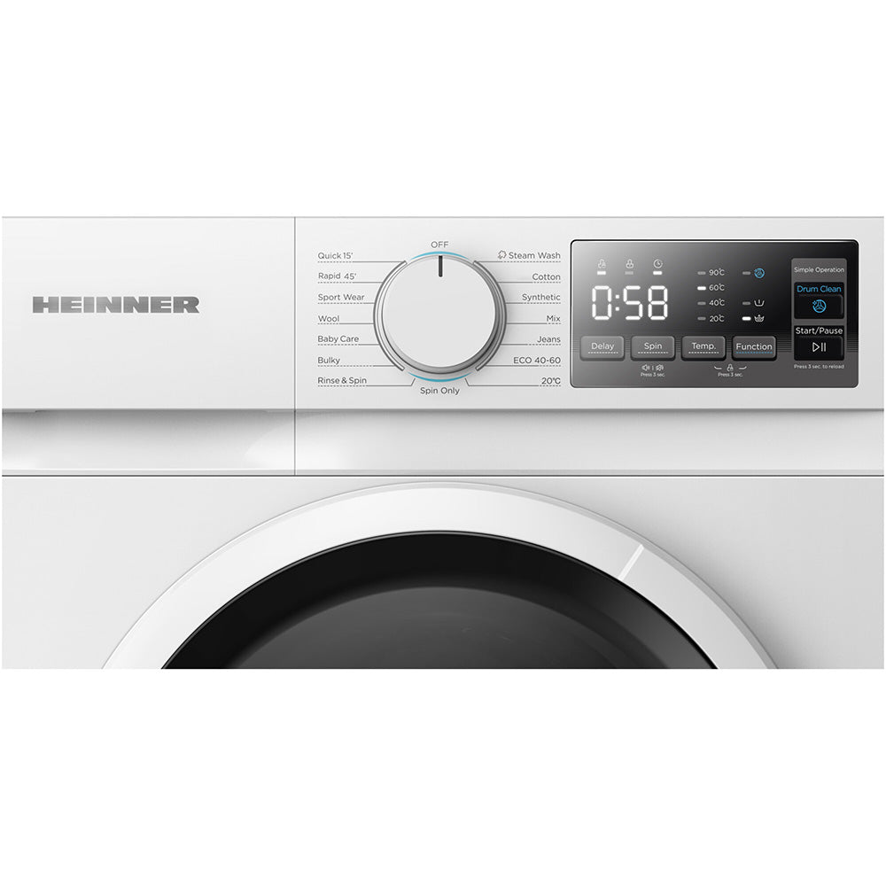 Waschmaschine Heinner HWM-M814IVSMNA – 8 kg – 1400 U/min – schmal – Energieeffizienzklasse A – Bedienfeld