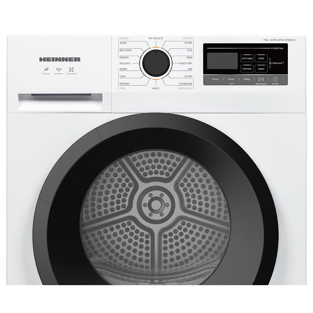 Heinner Wärmepumpentrockner HHPD-M7N13PBKE – 7 kg – Energieeffizienzklasse E – Bedienfeld