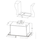 Heinner Dunstabzugshaube HBIH-MD600IX – Einbau – 52 cm – 3 Geschwindigkeiten – Maßzeichnung