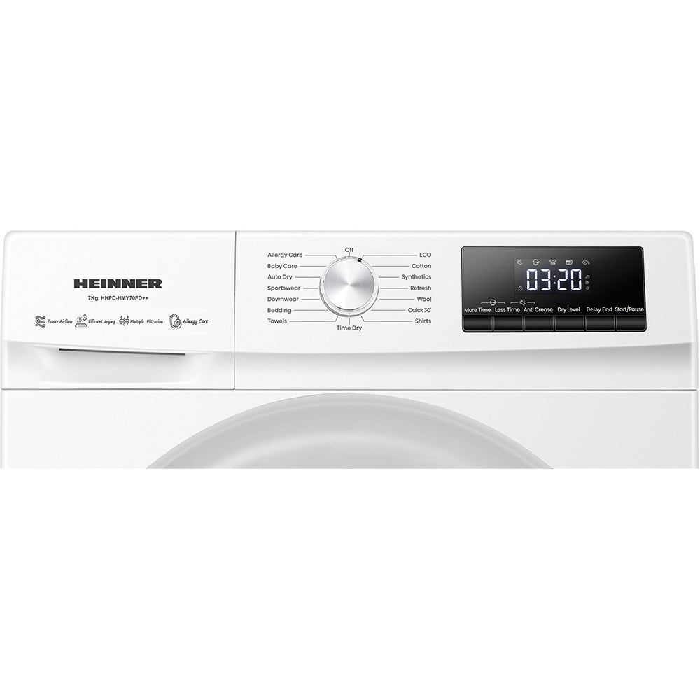 Heinner Wärmepumpentrockner HHPD-HMY70FD – 7 kg – Touch-Steuerung – 14 Programme – Energieeffizienzklasse D – Bedienfeld