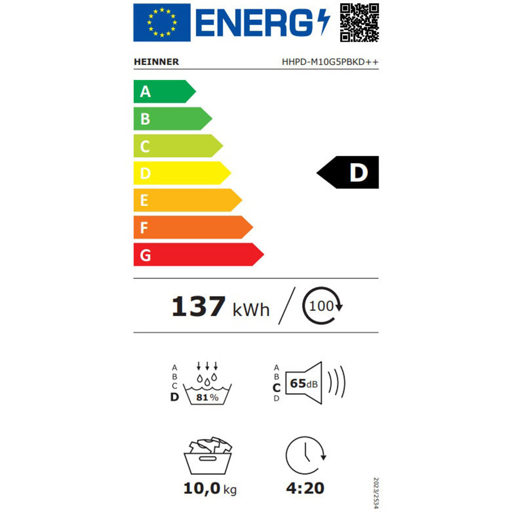 Heinner Wärmepumpentrockner HHPD-M10G5PBKD – 10 kg – Touch Control – Energieeffizienzklasse D – Bild 8