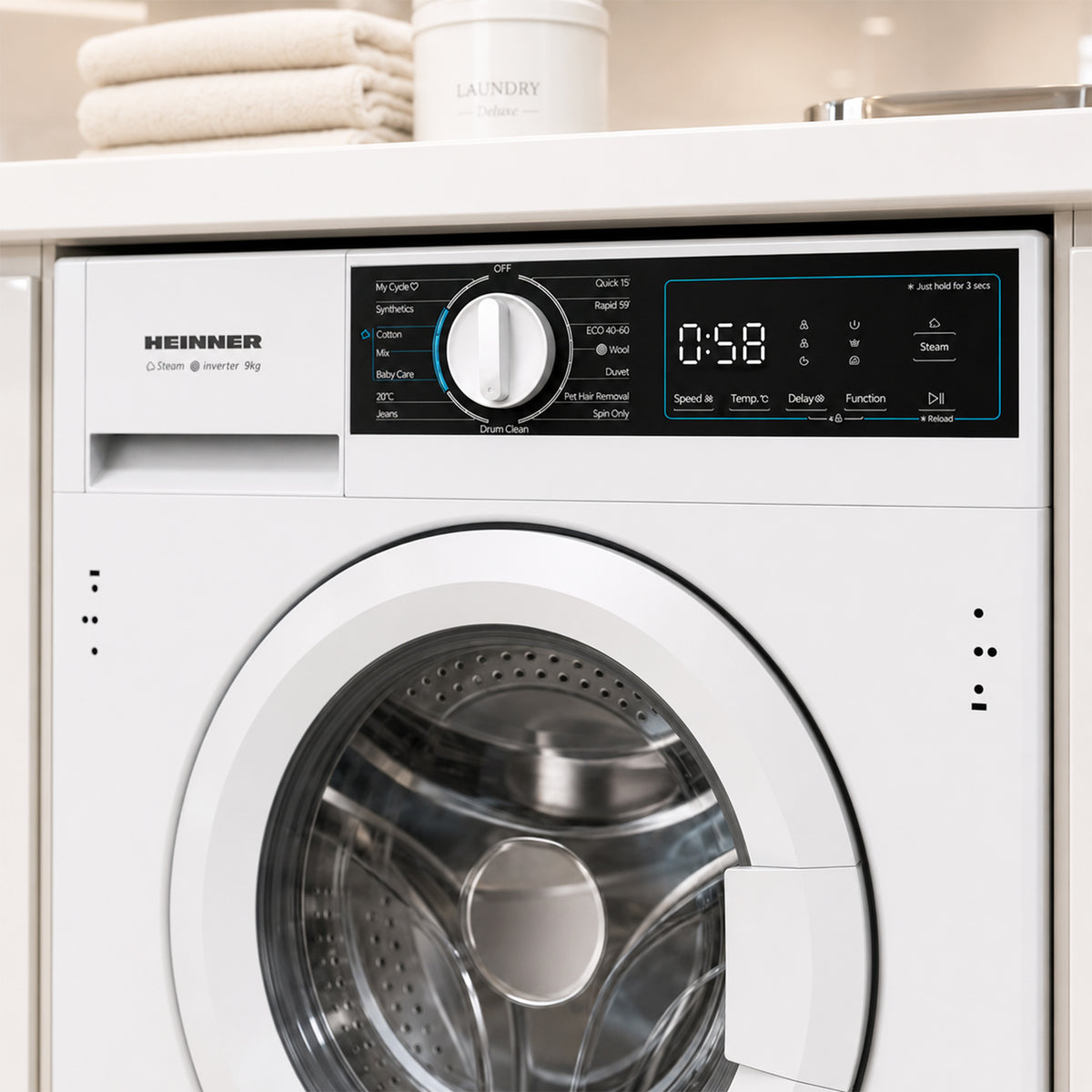 Heinner HWM-BI914IVA+++ Einbauwaschmaschine 9 kg – 1400 U/min – Bild 9
