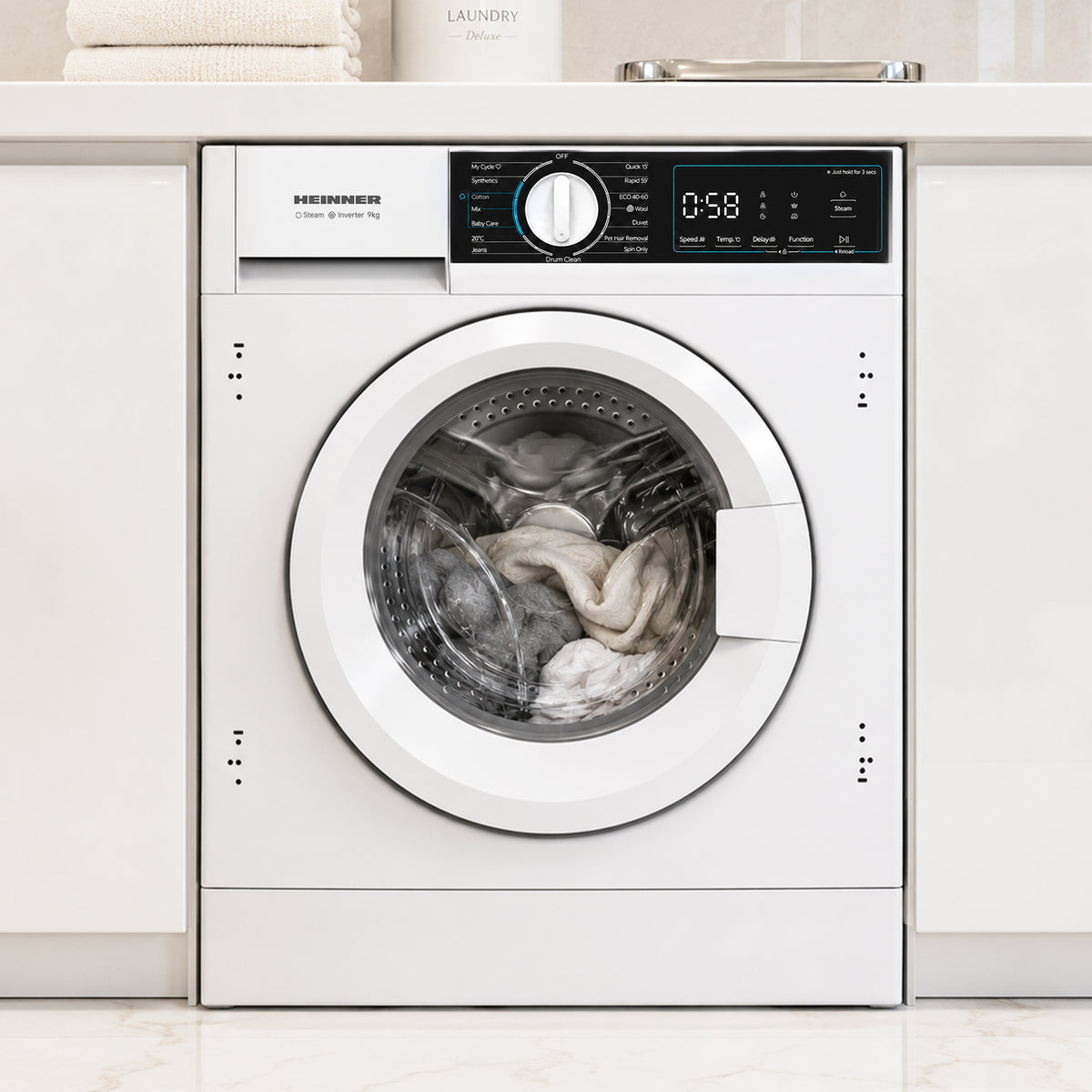 Heinner HWM-BI914IVA+++ Einbauwaschmaschine 9 kg – 1400 U/min – Bild 6