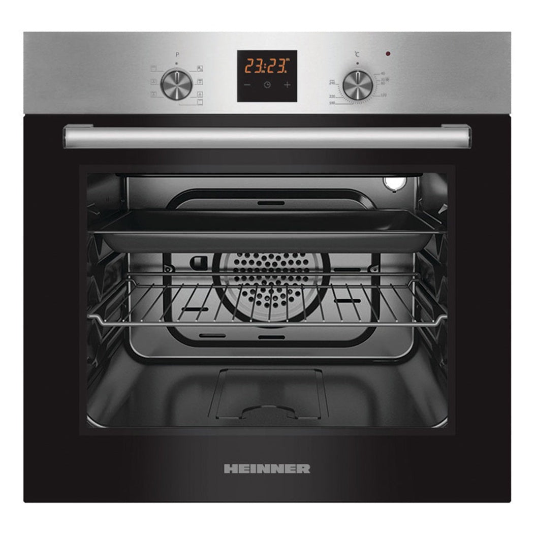 Heinner Einbaubackofen HBO-S567LDTGC-IX – 56 Liter – Heißluft – Grill – LED – Produktfoto