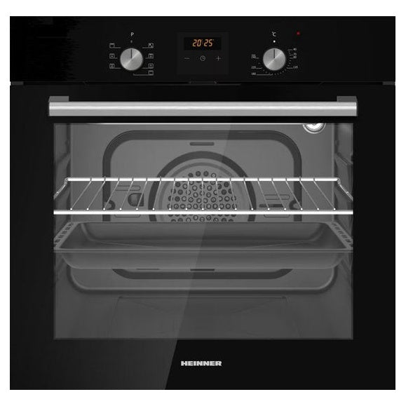 Heinner HBO-S568LDTGC-BK Einbaubackofen – 56 L – 7 Funktionen – Heißluft, Grill & Timer – LED Touch – Produktfoto