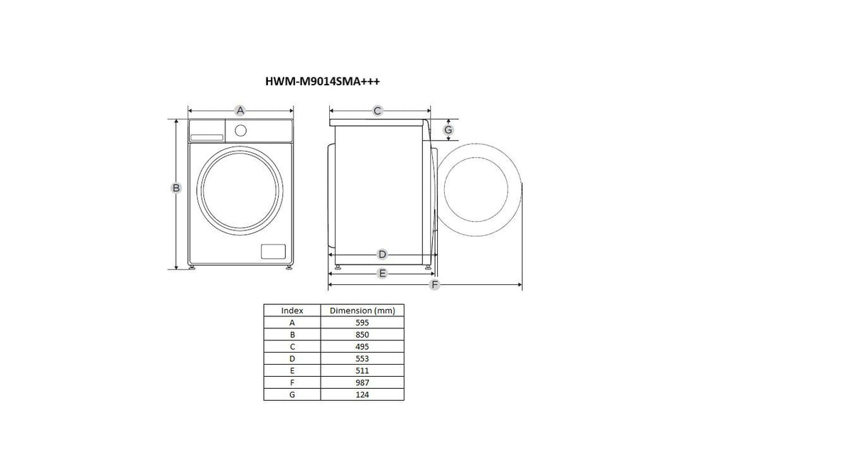 Heinner HWM-M9014SMA Waschmaschine – 9 kg – 1400 U/min – Energieeffizienzklasse A – weiß – Bild 5