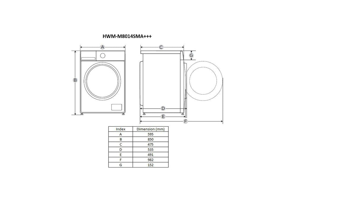 Heinner HWM-M8014SMA Waschmaschine – 8 kg – 1400 U/min – Energieeffizienzklasse A – weiß – Bild 5